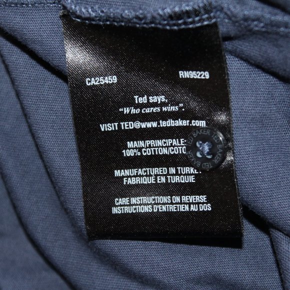 Ted Baker Polo Shirt 4 Large Blue Summer Checkered Collar Short Sleeve Mens - Picture 9 of 10